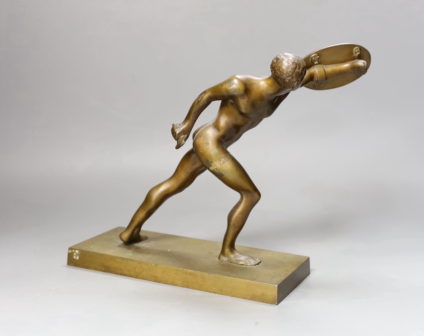 After the antique, a bronze model of the Borghese Gladiator, 23cm